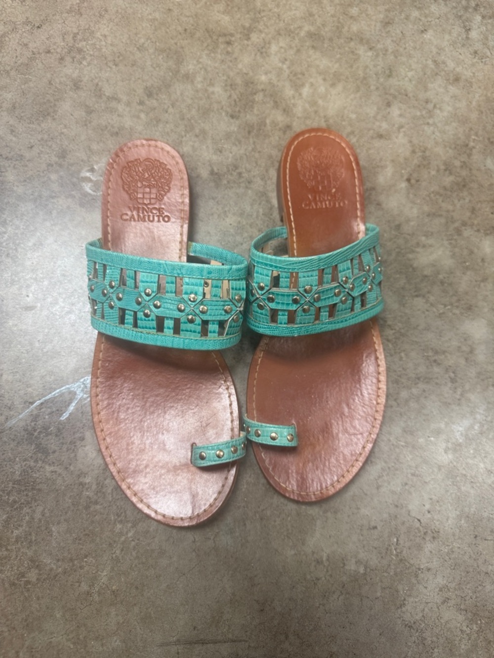 Vince Camuto Turquoise Beaded Slide Sandals